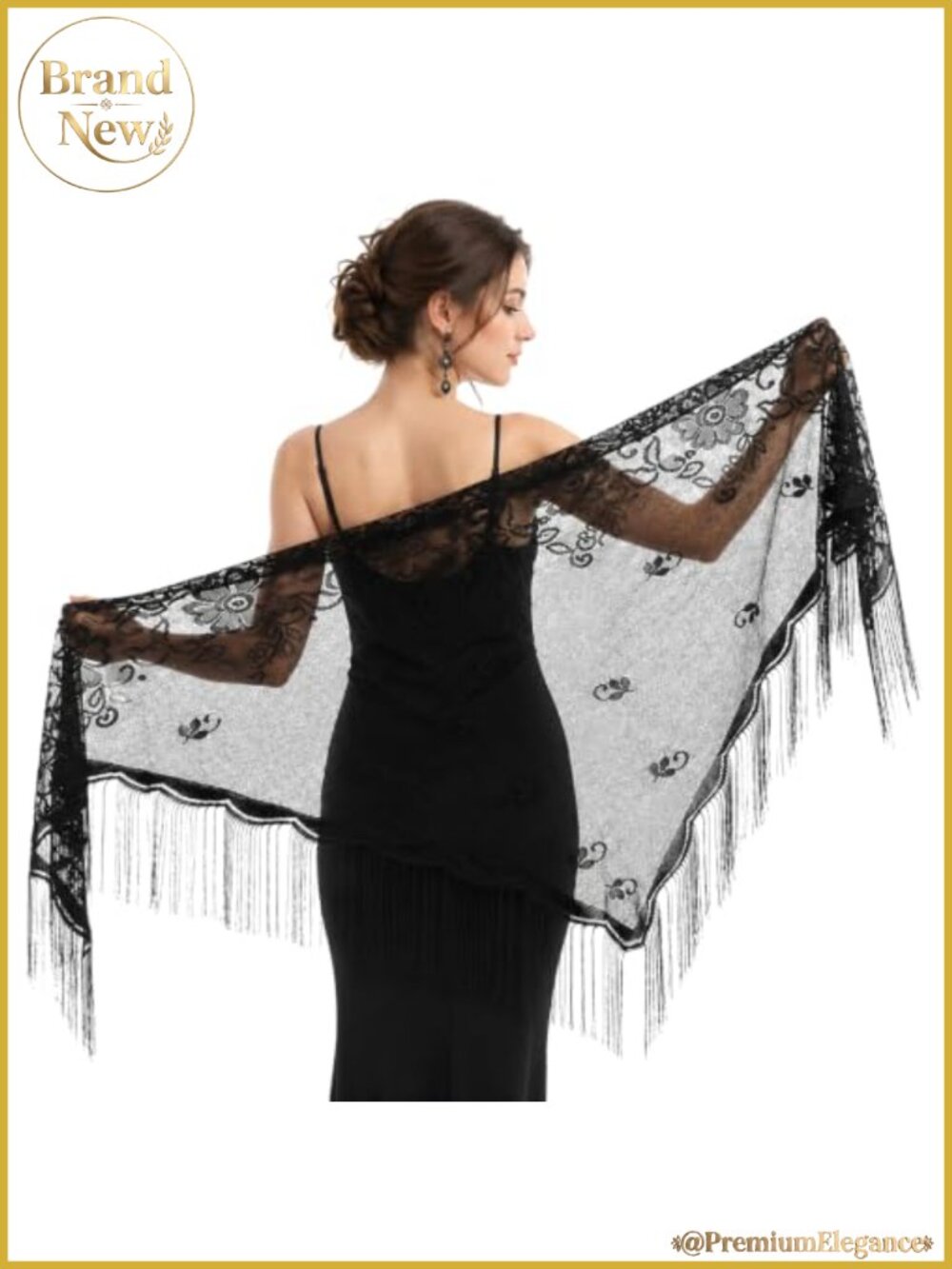 Women's Lace Shawl Wrap with Tassels Sheer Cover Up